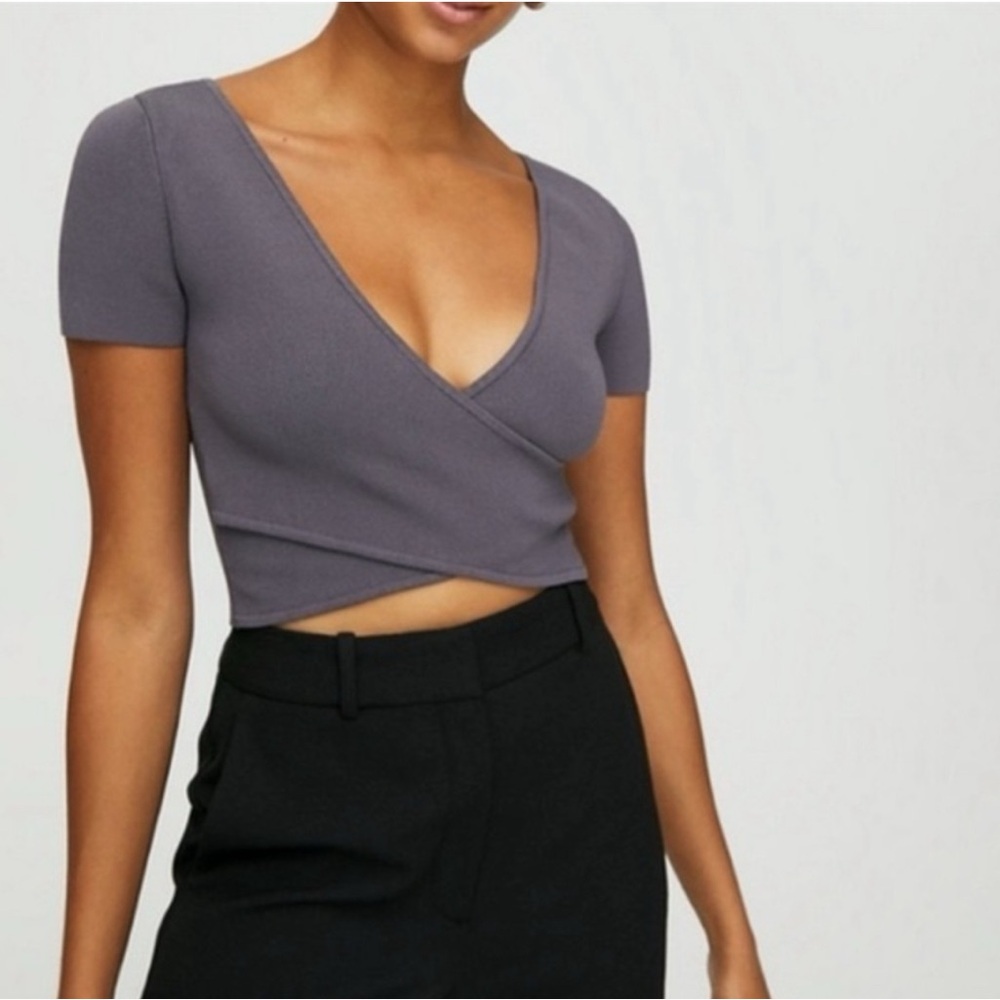Aritzia Babaton Sculpt Knit Cross-Front Top